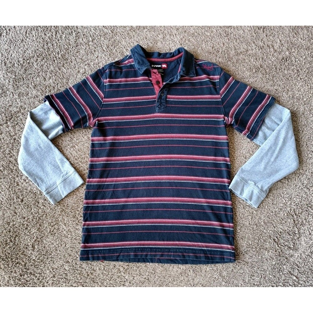 Vintage Tony Hawk Polo Shirt Boys Large Striped Long Sleeve